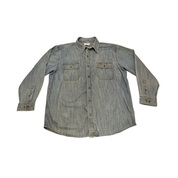 Carhartt Other - Carhartt Men's Extra Large Light Blue Denim Button Up Long Sleeve Western Shirt